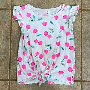 Carters Cherry Print Front Knot Tee girls 4T